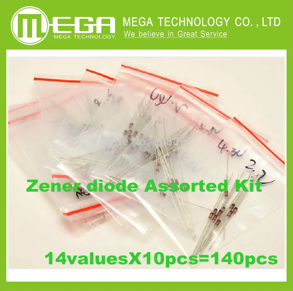 1W Zener diode, 3.3V 30V 14valuesX10pcs=140pcs,Electronic Components