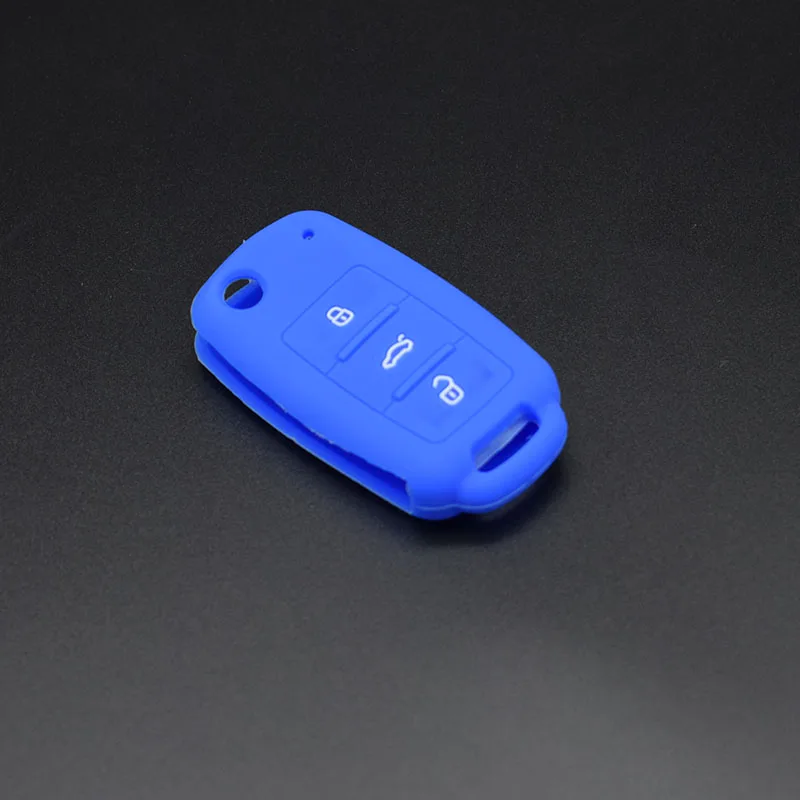 Силиконовый для ключа автомобиля fob чехол кожного покрова комплект Защищенный для VW Polo Bora TIGUAN Golf 4 5 6 колпаки для колес Scirocco Jetta MK5 MK6 20 шт./партия - Название цвета: blue