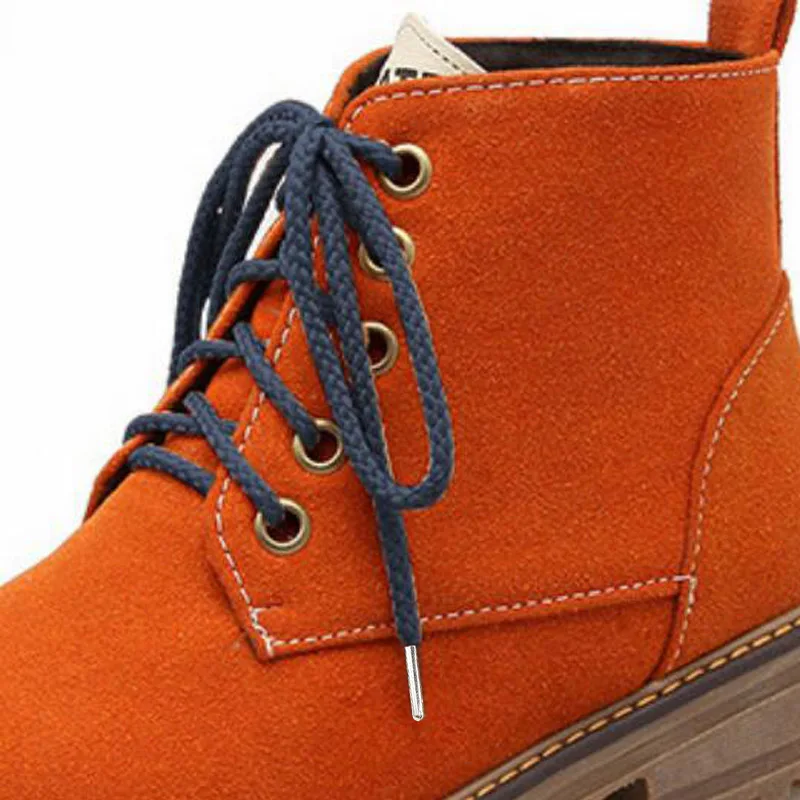 1 Pair Round Ropes Shoes Laces Fashionable Casual Sneakers Sports Basketball Leather Martin Boot Shoelaces High-grade Metal Head