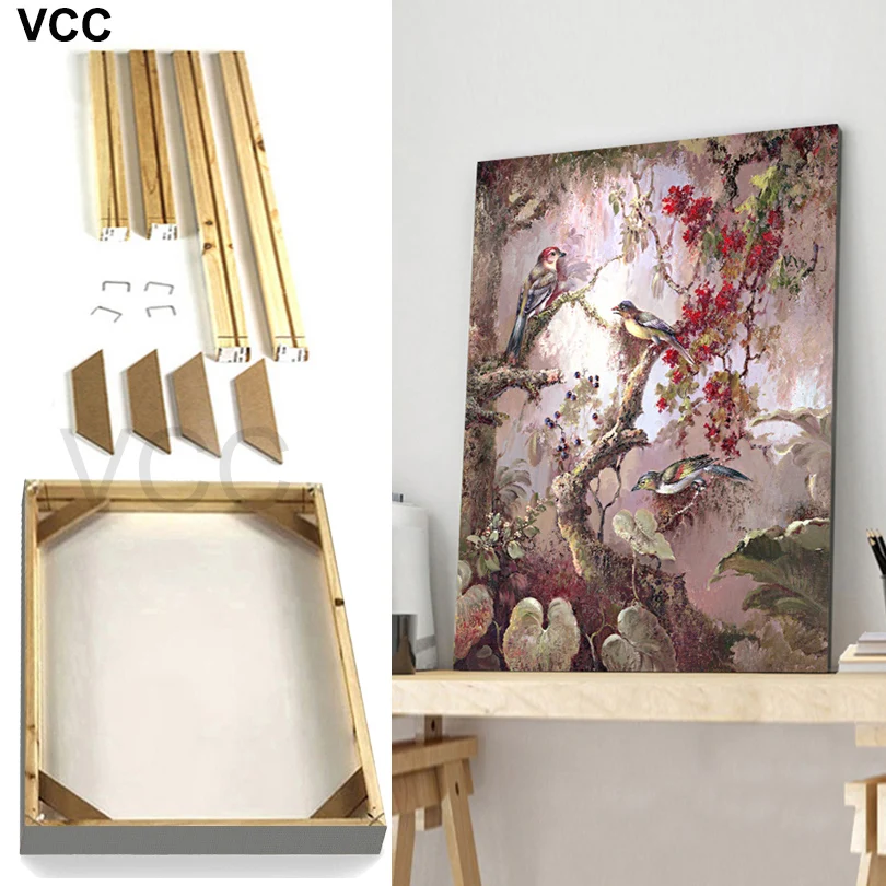 

Canvas Painting Natural Wooden DIY Frame With Painting Flower Wall Pictures For Living Room,DIY Assembly Decorative Painting