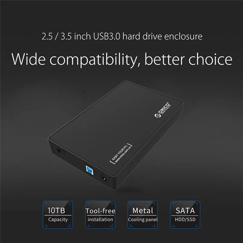 USB 3.0 to SATA External 3.5 Hard Drive Enclosure Case For 3.5 SATA HDD and SSD Hard Disk Box 40JUN2704
