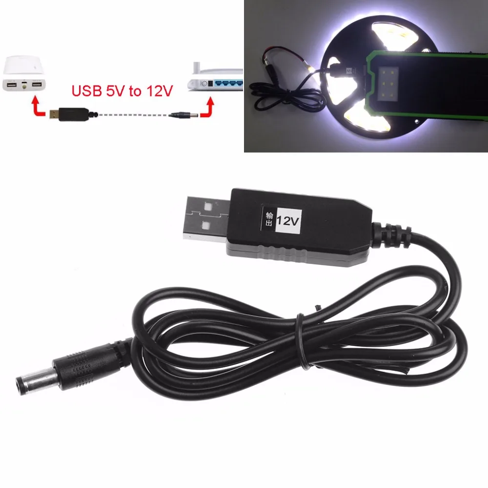 

USB DC 5V to DC 12V 2.1x5.5mm Male Step up Converter For Router LED Strip Light