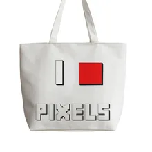 Я люблю пиксели Холст Tote сумки сумка для покупок с персонажем из мультфильма Школьная Сумка Многоразовые шоппер Бакалея GA749
