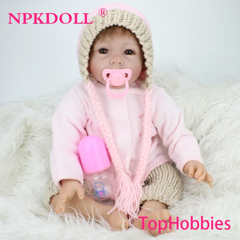 G162 22 Zoll Tuch körper Silikon Reborn Baby Handrooted Mohair Realistische Puppe Handgemachte Baby Mädchen Puppe Geburtstag Geschenke für Kinder