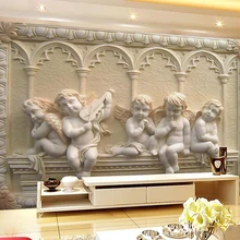 Пользовательские 3D настенная Современная рельефная скульптура ангела фото обои гостиная детская спальня домашний декор Papel де Parede Sala