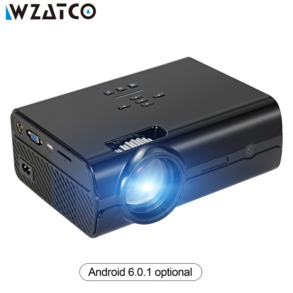 WZATCO CT68S 2000lu MINI Projector Support Full HD 1080P Portable 3D LED Projector Wifi Upgrade Android7 Smart Beamer Proyector