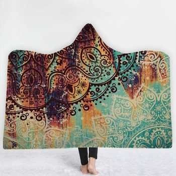 

Oil painting Europe American style Blanket with hat keep Warm soft comfortable Blanket Retro style Catcher network Blanket