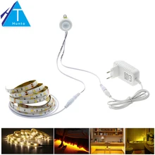 Pir Motion Sensor LED Strip 5050 Waterproof 30LEDs/m Warm White + Intelligent Sensor Light Control Bedroom Lighting