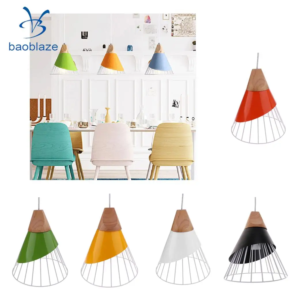 E27 Chandelier Shade Decor Home Iron Wood Lighting Chandelier Fixture