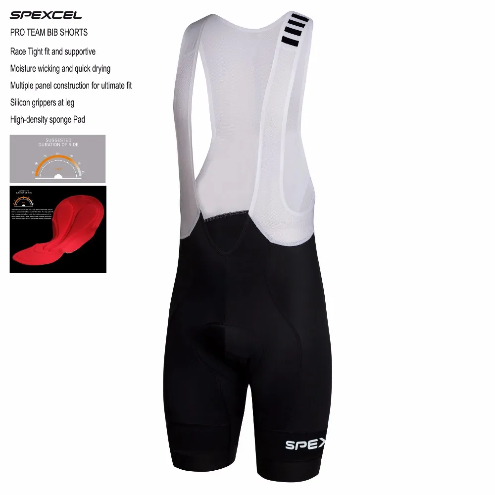 

SPEXCEL PRO TEAM profession race Cycling bib shorts lightweight bib pant 40D Lycra and High-density Pad for long time ride