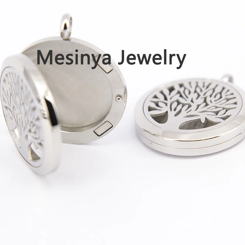 With Shiny Chain! 10pcs mesinya family tree Aromatherapy / Essential Oils surgical Stainless Steel Diffuser Locket Necklace image_2