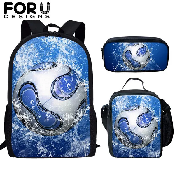 FORUDESIGNS/3 шт./компл. детские школьные сумки 3D Ice Soccerly/Ножной Мяч Узор рюкзак школьный рюкзак для подростков мальчиков и девочек книжные сумки Mochila - Цвет: HME705CGK