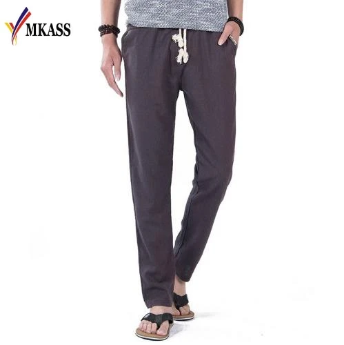 

Hot New Brand Summer Linen Casual Pants Men Breathable Thin Flax Trousers Joggers Sweatpants Blue Male Cotton Pants Plus 5XL