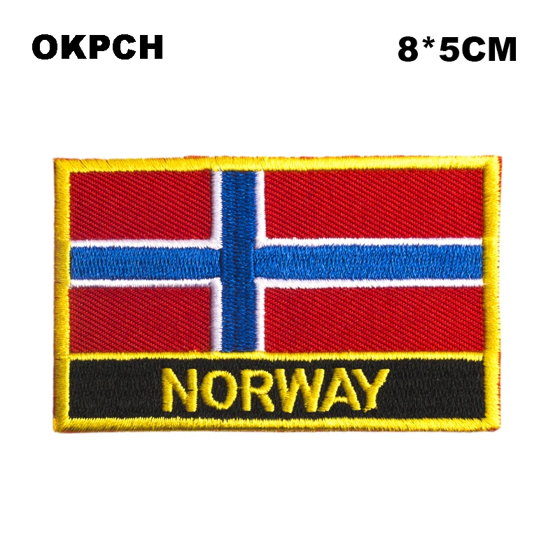 Norway Flag patcheswork fabric embroidery patch cutstom DIY stickers on clothing with iron PT0144-R | Украшения и аксессуары