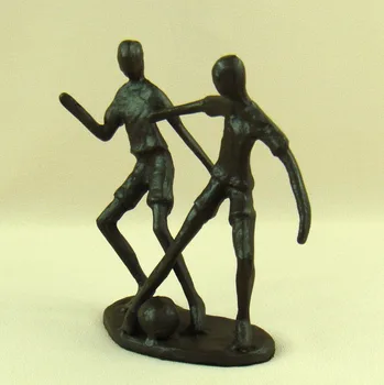 

Abstract Cast Iron Football Player Miniature Model Handmade Metal Soccer Sporting Championship Decor Gift and Craft Ornament