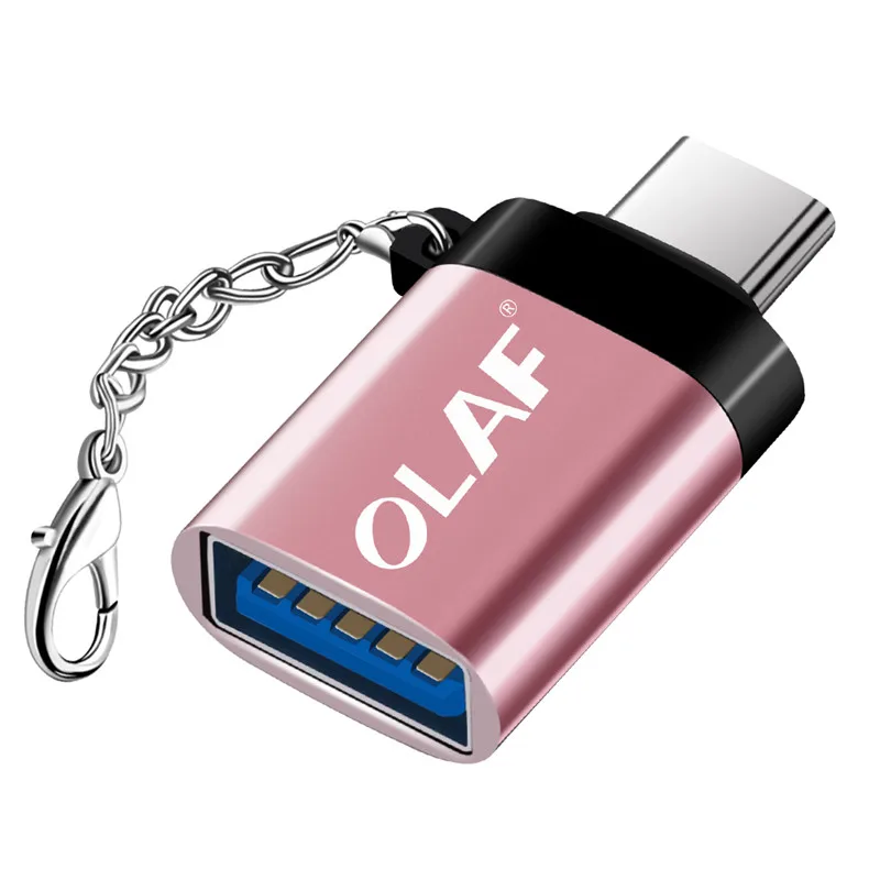 OLAF OTG type-C/USB OTG адаптер usb type C для Xiaomi huawei samsung S9 type c адаптер USB Tipo C type-c на USB 3,0 OTG адаптер - Color: Rose Gold