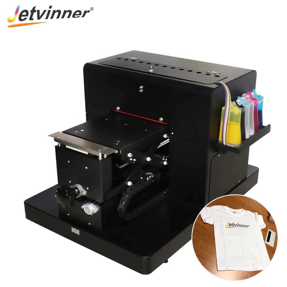 Jetvinner A4 size flatbed printer professional colthing print machine for EPSON L800 printers for white and
