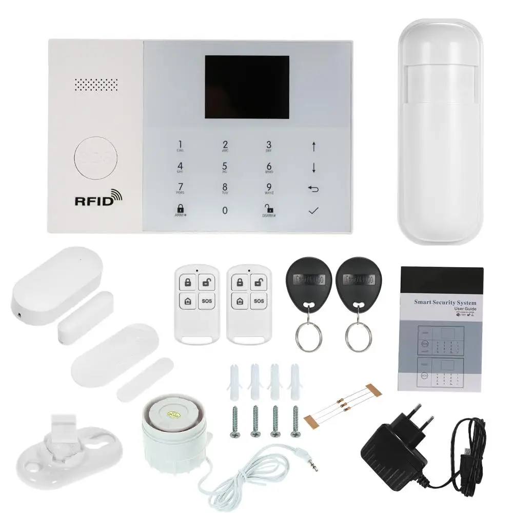 

433MHz LCD Display Door Sensor PIR Motion Sensor Security Alarm System Wireless GSM&WIFI SMS Auto-dial Alarm Security System