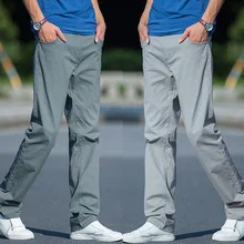 Новое поступление повседневные свободные модные тонкие летние эластичные длинные прямые брюки для молодых мужчин Хлопковые брендовые супер большие брюки размер 28-46