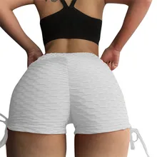 Летние Женские однотонные спортивные шорты с высокой талией, фитнес-браслет для спортзала, Обтягивающие Леггинсы для йоги, Короткие плиссированные леггинсы для фитнеса для женщин