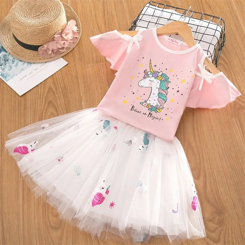 Платье с лебедем для девочек от 3 до 8 лет Одежда для маленьких девочек детская одежда для дня рождения платье-пачка принцессы с лебедем комплекты детской одежды - Цвет: Unicorn Dress 1