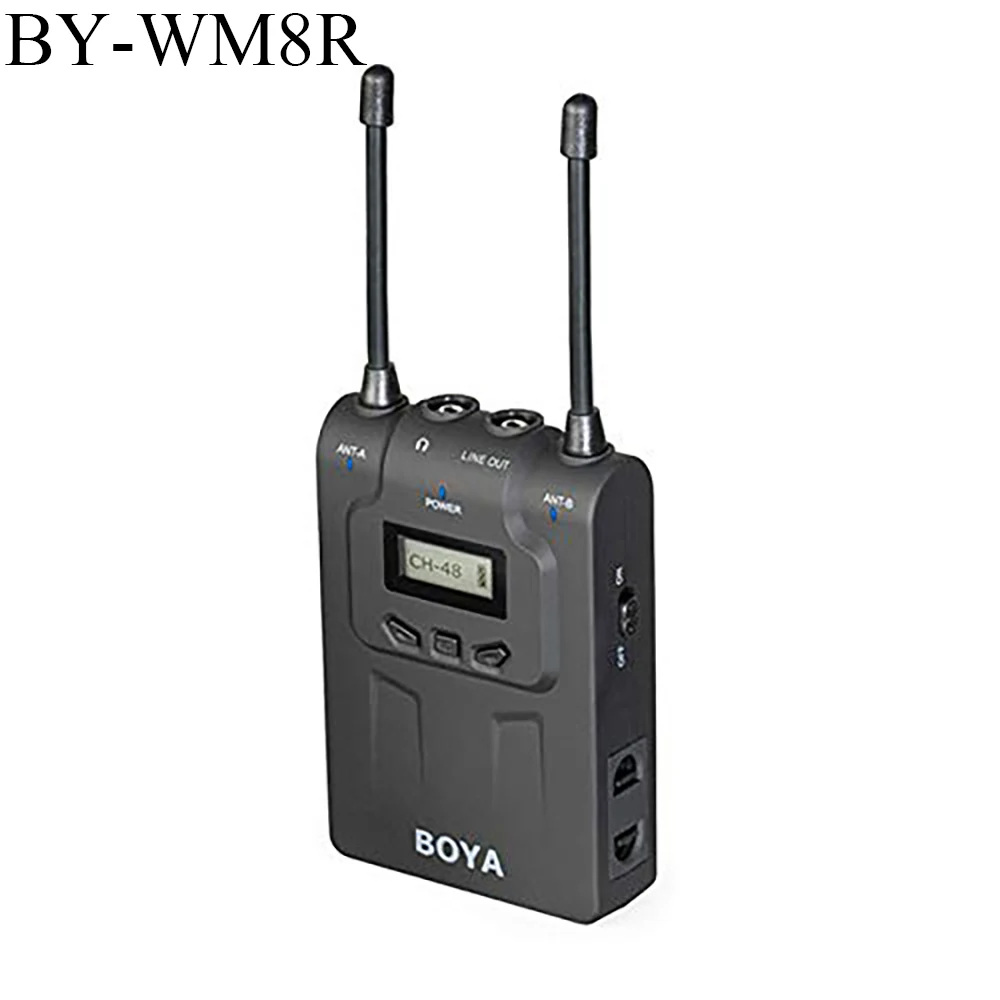 BOYA BY-WM8R/BY-WM6R UHF Двухканальный беспроводной поясной приемник с 48 каналов для BY-WM6 BY-WM8 Nikon sony DSLR камера