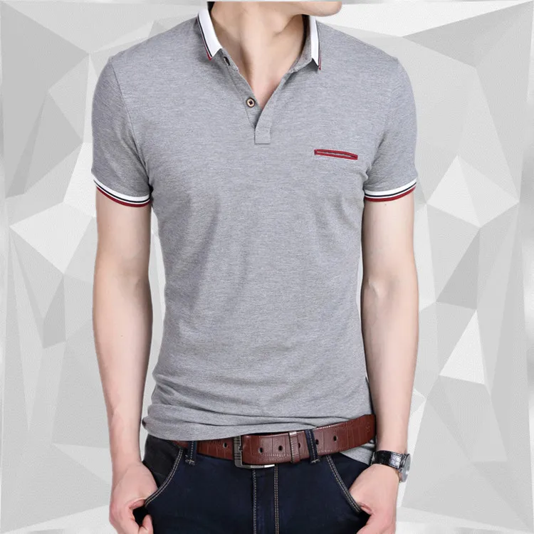 Mens Polo Shirt Male Short Sleeve Fashion Casual Slim False Pocket Polos plus size M 5XL men