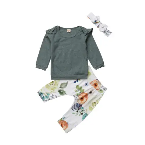 

Newborn Clothing Casual Baby Girls Long Sleeve Tops Floral Pants Leggings Outfit Set Clothes 0-24M