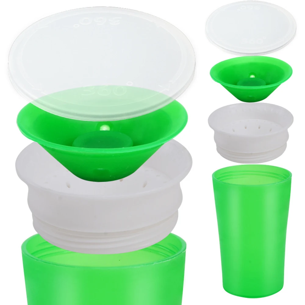 360 градусов можно поворачивать ребенка обучения питьевой чашки с двойной ручкой откидной крышкой герметичные Младенцы воды чашка для бутылок силикона