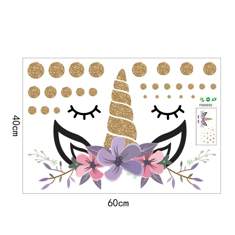 Золотая точка Единорог стикер на стену гостиная спальня настенное украшение, настенное Стикеры для детской комнаты