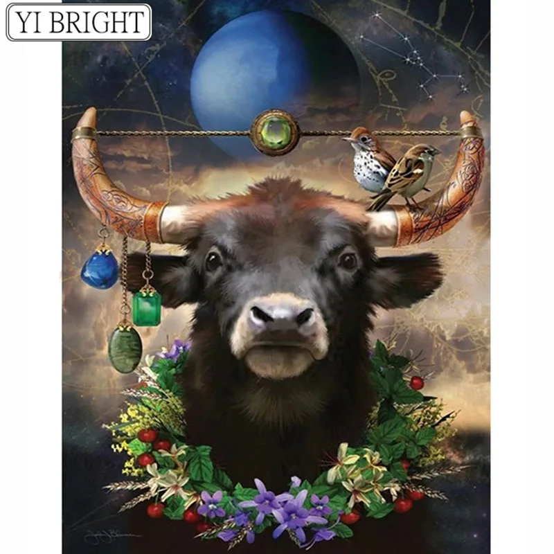 5D/3D animal Diamond Mosaic Crafts Painting Cross Stitch Cattle Embroidery Handmade Craft Children ZH | Дом и сад