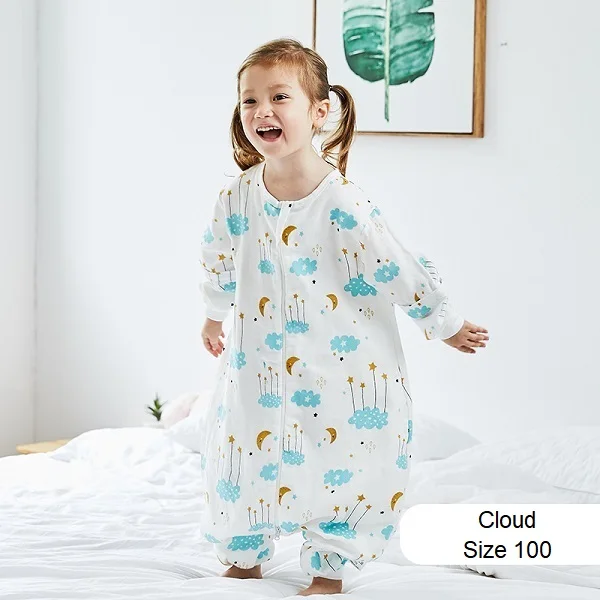 Спальный мешок для малышей; муслиновый хлопковый Летний спальный мешок для малышей с героями мультфильмов; мягкая детская пижама; Детский комбинезон; Slaapzak - Цвет: Cloud 100