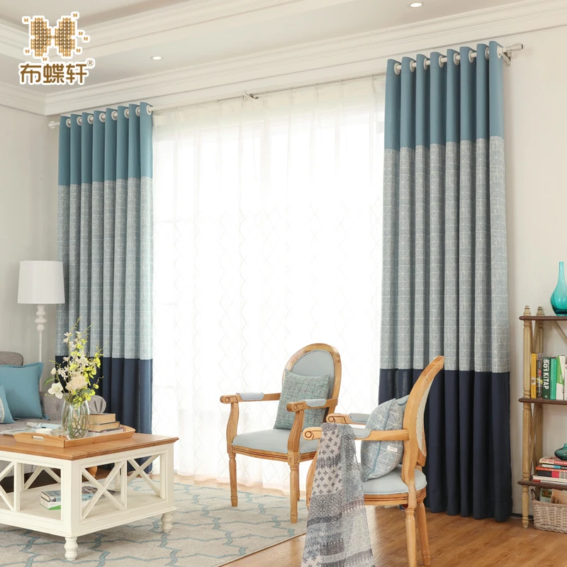 

Three Colors Stitching Plaid Cross Double Side Jacquard Cotton Drapes for Bedroom Living Room White Embroidery Tulle