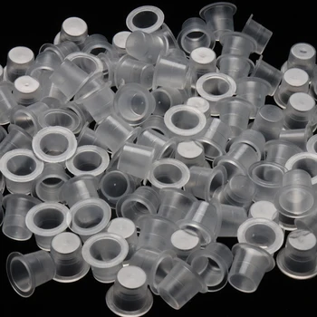 

100pcs Disposable Tattoo Ink Holder Cups Medium Caps White Plastic Pigment Supplies Permanent Tattoo Accessories