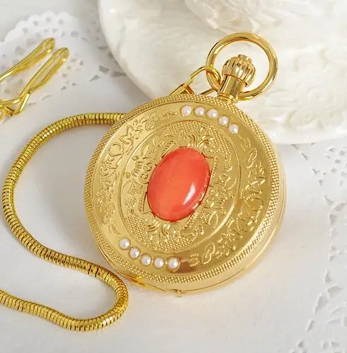 

New Steampunk Retro Archaize Rome Copper Skeleton Mechanical Pocket Watch Hand Winding Antique Chain Men Women Gift PJX1002