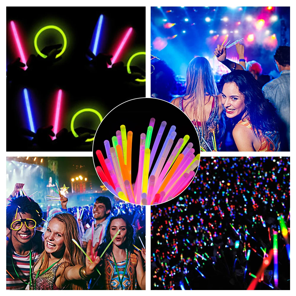 100 PCS Glow Bracelets Necklaces Rave Neon Fiesta Fluorescente Concert Dance Festival Home Friends Party Accessories|Glow Party Supplies| AliExpress
