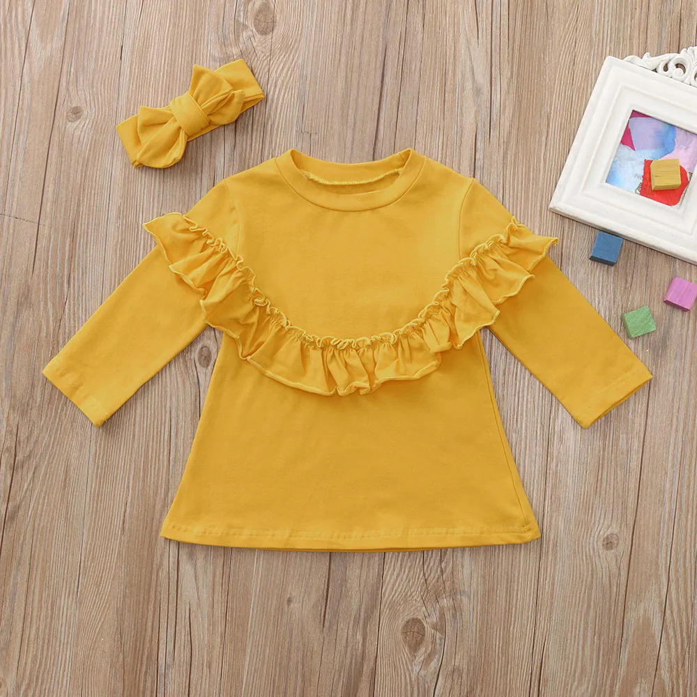 

MUQGEW Fashion Baby Girls clothes Clothing Set 2PCs Long Sleeves Ruffles Top+Headband Winter clothes for baby conjunto infantil