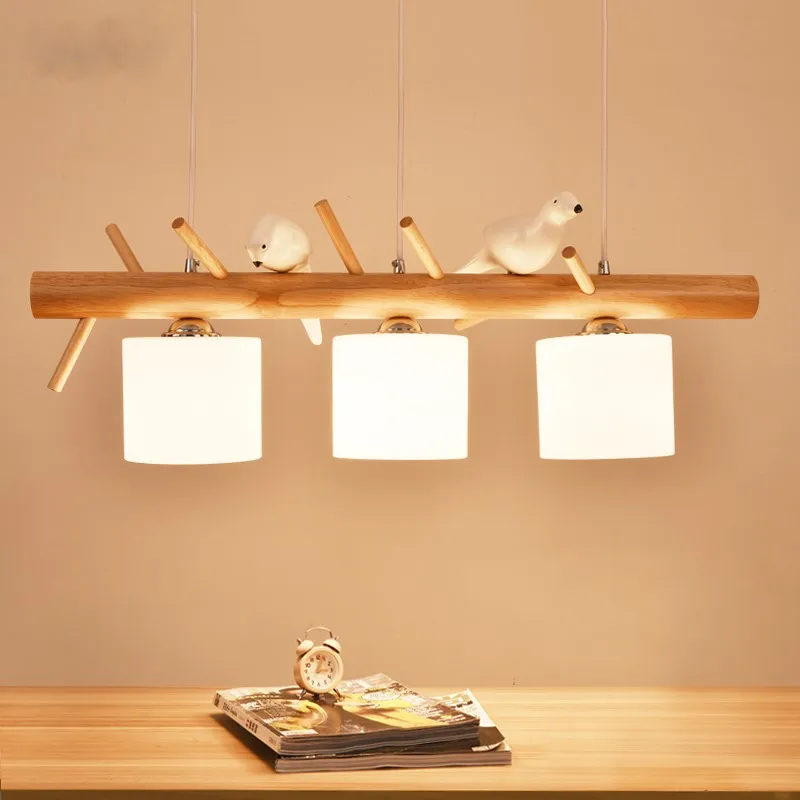 

Led European simple creative personality bird real wood dining room dining table pendant light