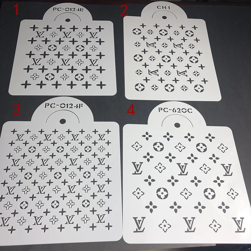 Famous Brand Bags Logo Shape Cake Stencils Coffee Spray Stencils Cake Mold Decorating Bakery Tools DIY Mould Fondant Template 1