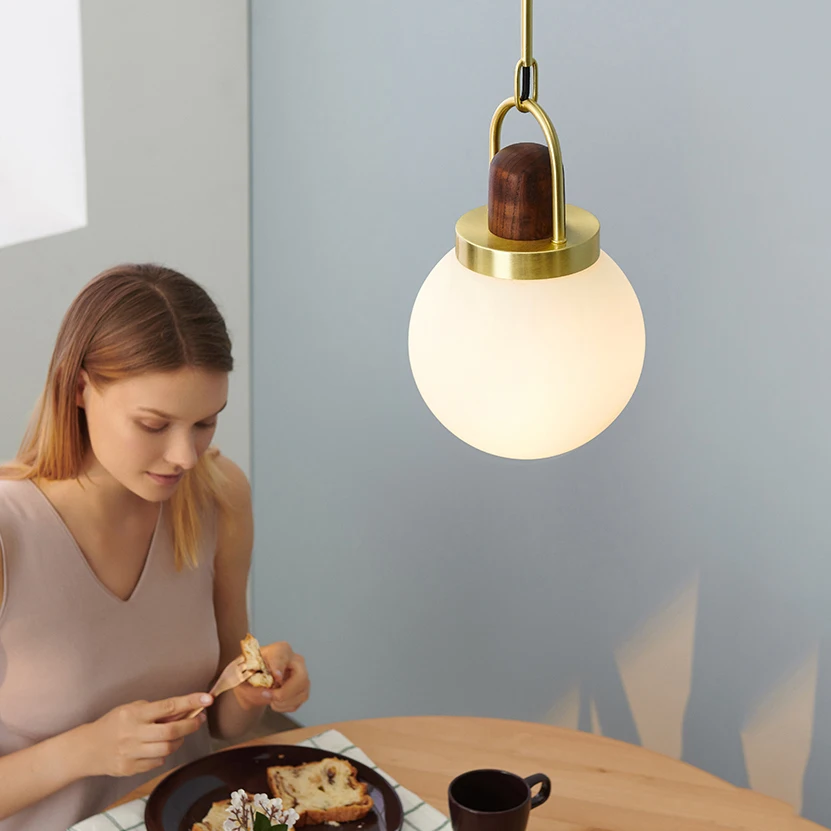 

Modern glass ball pendant light creative LED art deco hanging lamp fixture for living room bedroom bedside lamp dinner room E27