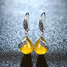 JIASHUNTAI Retro 100 925 Sterling Silver Earring For Women Vintage Natural Stones Earrings female Thai Silver