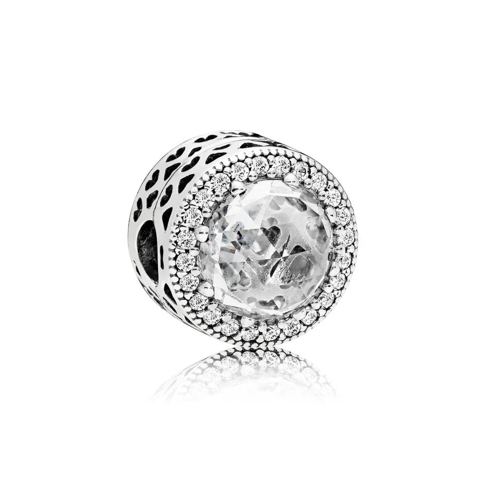 

NEW 100% 925 Sterling Silver 1:1 Genuine Gem 796239CZ RADIANT HEARTS CLIP Fit DIY Bracelet Original Women Wedding Vintage