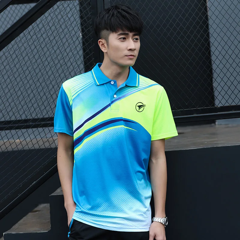 Новая быстросохнущая одежда для бадминтона рубашка для мужчин/женщин, спортивная одежда для бадминтона, рубашка для настольного тенниса, теннисная футболка AY100 - Цвет: Man one shirt