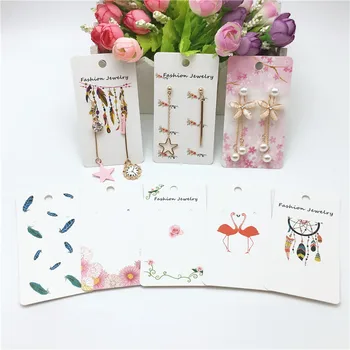 

100Pcs/Lot Kraft Paper Jewelry Accessory Earring Card Dangle Ear Drop Fixed Hang Cards Multiple Styles Printing Earring Cards