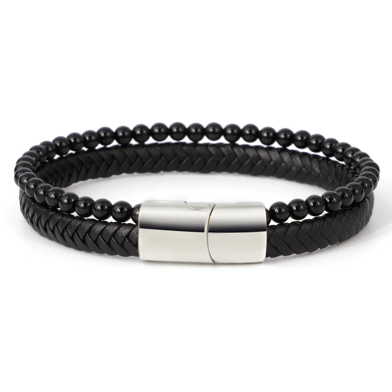 

Multilayer Bracelet Men Casual Fashion Braided Leather Bracelets For Women Bead Bracelet Punk Rock Men Jewelry