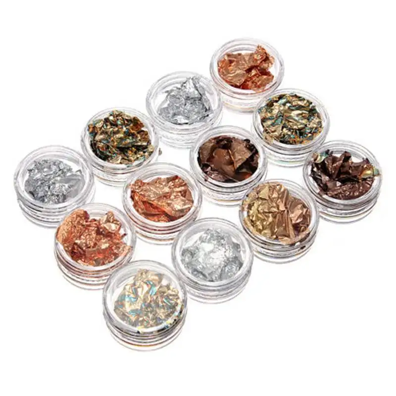Pare S On Thick Aluminum Foil Ping Low 100 Brand New 12 Pots Nail Art Gold Silver Paillette Flake Foil Acrylic Uv Gel Paper