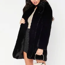 Утолщенное пальто из искусственного меха, Женская Осенняя зимняя теплая мягкая свободная флисовая куртка из искусственного меха, Женская плюшевая Повседневная куртка средней длины с отворотами