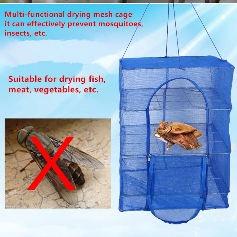 New folding drying fish net fly cage fishing net dry cage drying net drying shrimp and vegetable rack dry goods household tools
