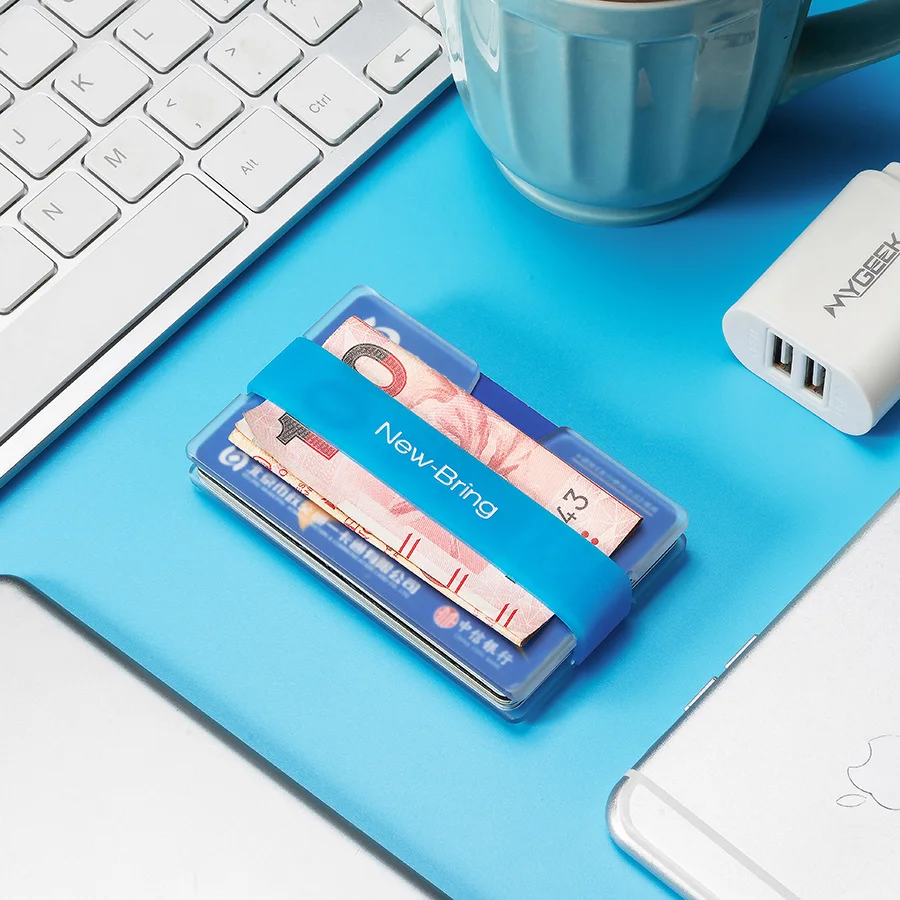 NewBring Mini Credit Card Holder Summer Fluorescence Man Business Card Money Small Wallet ID Holder Polycarbonate Clip Women