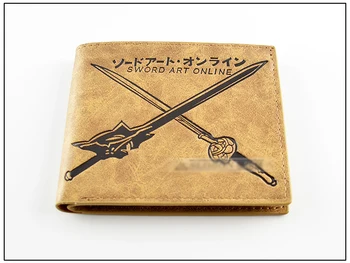 

Khaki color Anime Sword Art Online kirigaya kazuto&Yuuki Asuna mark PU short purse/wallet thin type
